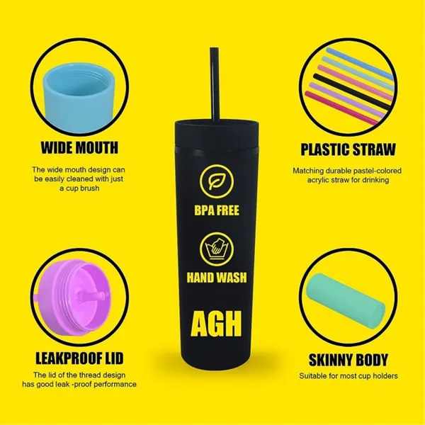 16oz Creative AS Plastic Straw Cup Portable Straw Cup - 16oz Creative AS Plastic Straw Cup Portable Straw Cup - Image 3 of 3