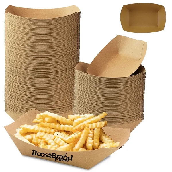 Disposable Kraft Paper Food Boat Serving Tray Snack Boxes - Disposable Kraft Paper Food Boat Serving Tray Snack Boxes - Image 0 of 5