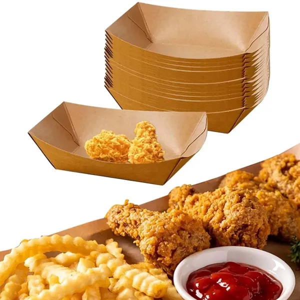 Disposable Kraft Paper Food Boat Serving Tray Snack Boxes - Disposable Kraft Paper Food Boat Serving Tray Snack Boxes - Image 3 of 5