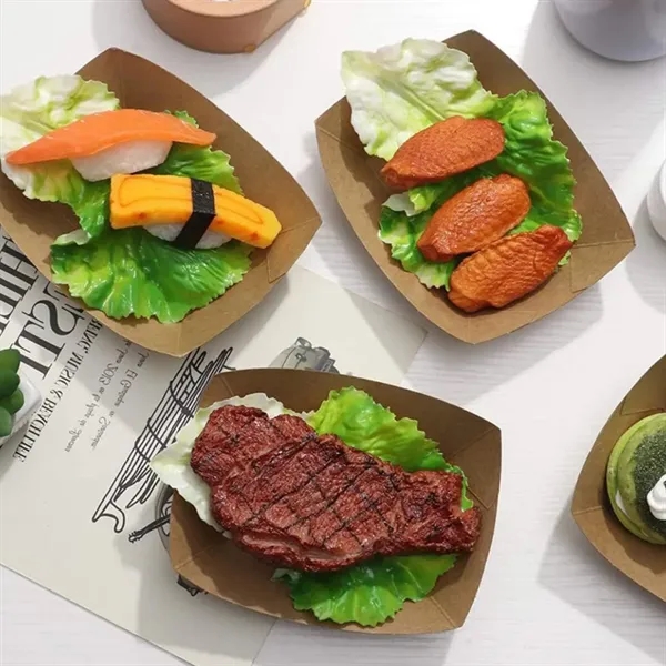 Disposable Kraft Paper Food Boat Serving Tray Snack Boxes - Disposable Kraft Paper Food Boat Serving Tray Snack Boxes - Image 5 of 5