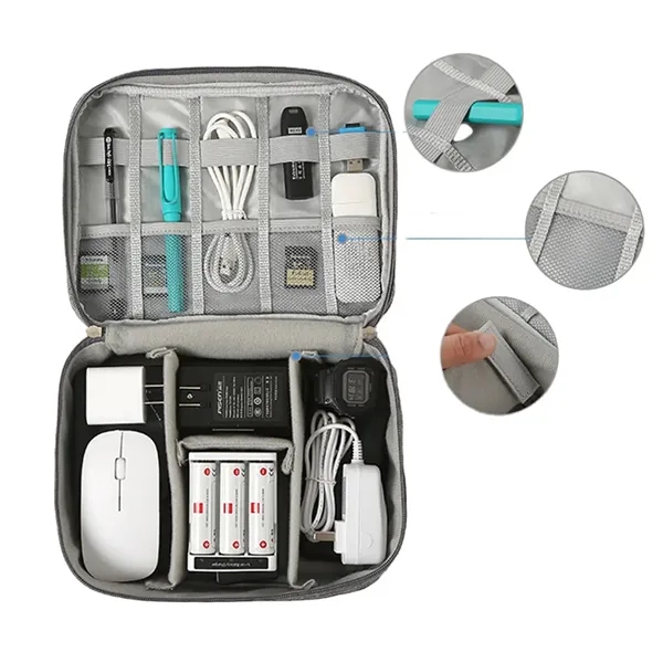 Oxford Cloth Electronics Organizer Bag With Multi Pockets - Oxford Cloth Electronics Organizer Bag With Multi Pockets - Image 1 of 3