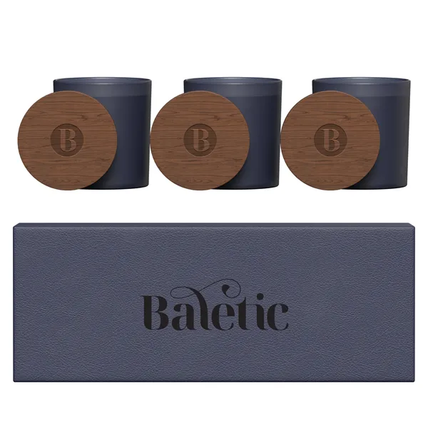 VISTA   GLASS CANDLE 3-PACK WITH ACACIA WOOD LIDS - VISTA   GLASS CANDLE 3-PACK WITH ACACIA WOOD LIDS - Image 1 of 16