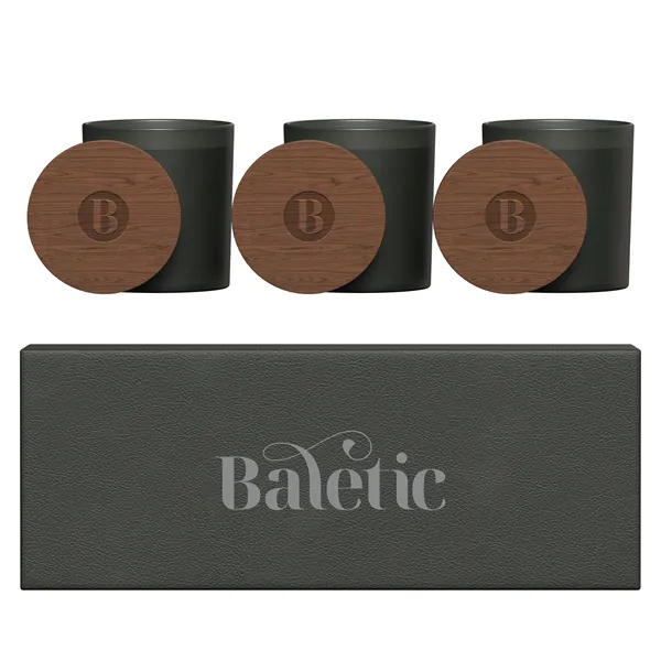 VISTA   GLASS CANDLE 3-PACK WITH ACACIA WOOD LIDS - VISTA   GLASS CANDLE 3-PACK WITH ACACIA WOOD LIDS - Image 3 of 16