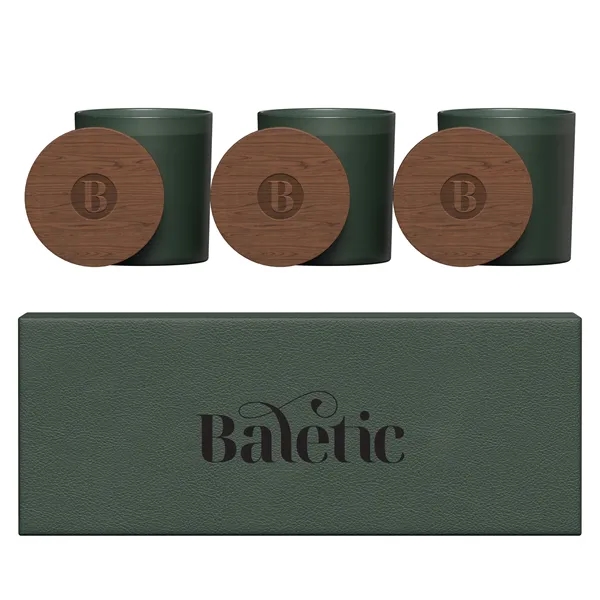 VISTA   GLASS CANDLE 3-PACK WITH ACACIA WOOD LIDS - VISTA   GLASS CANDLE 3-PACK WITH ACACIA WOOD LIDS - Image 2 of 16