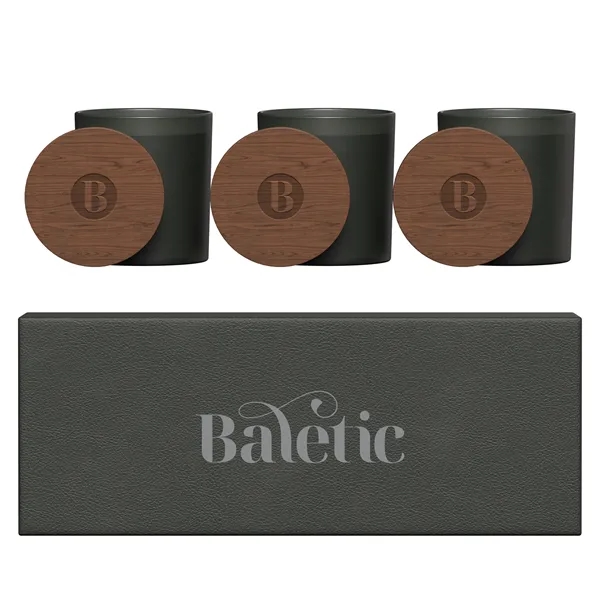 VISTA   GLASS CANDLE 3-PACK WITH ACACIA WOOD LIDS - VISTA   GLASS CANDLE 3-PACK WITH ACACIA WOOD LIDS - Image 3 of 16
