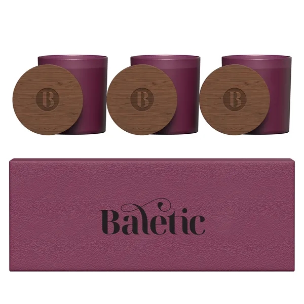 VISTA   GLASS CANDLE 3-PACK WITH ACACIA WOOD LIDS - VISTA   GLASS CANDLE 3-PACK WITH ACACIA WOOD LIDS - Image 4 of 16