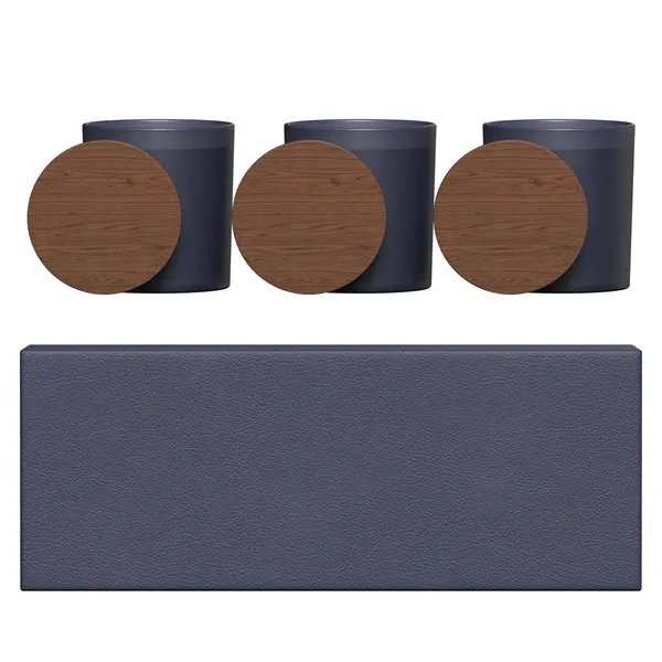 VISTA   GLASS CANDLE 3-PACK WITH ACACIA WOOD LIDS - VISTA   GLASS CANDLE 3-PACK WITH ACACIA WOOD LIDS - Image 5 of 16