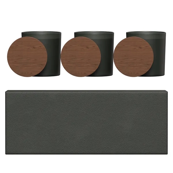 VISTA   GLASS CANDLE 3-PACK WITH ACACIA WOOD LIDS - VISTA   GLASS CANDLE 3-PACK WITH ACACIA WOOD LIDS - Image 7 of 16