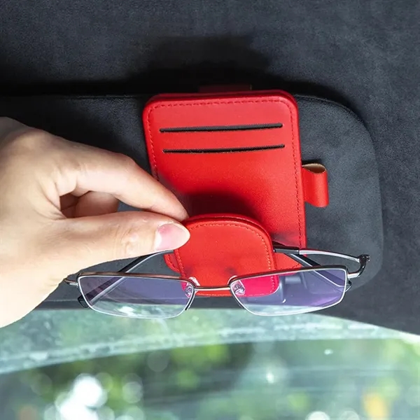 Leather Sunglasses Holder Auto Visor Accessories for Car - Leather Sunglasses Holder Auto Visor Accessories for Car - Image 2 of 3