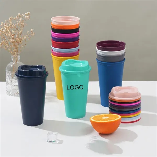 16oz Plactic Coffee Mug Cup With Lid - 16oz Plactic Coffee Mug Cup With Lid - Image 0 of 7