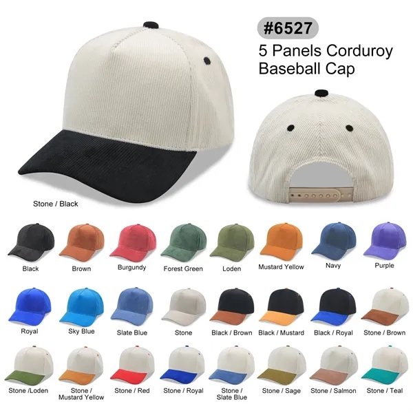 5 Panel Corduroy twotone Snapback Cap - 5 Panel Corduroy twotone Snapback Cap - Image 28 of 39