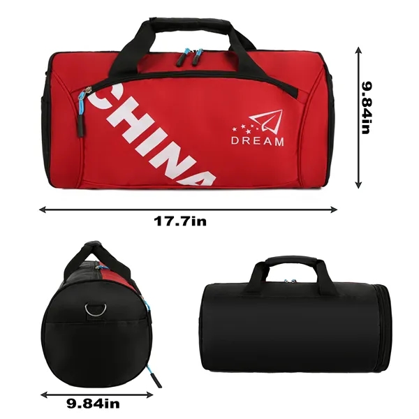 Full Color Sports Fitness Tote Bag With Shoe Compartment - Full Color Sports Fitness Tote Bag With Shoe Compartment - Image 1 of 7