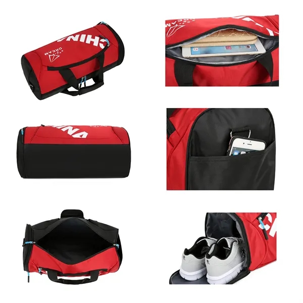 Full Color Sports Fitness Tote Bag With Shoe Compartment - Full Color Sports Fitness Tote Bag With Shoe Compartment - Image 2 of 7