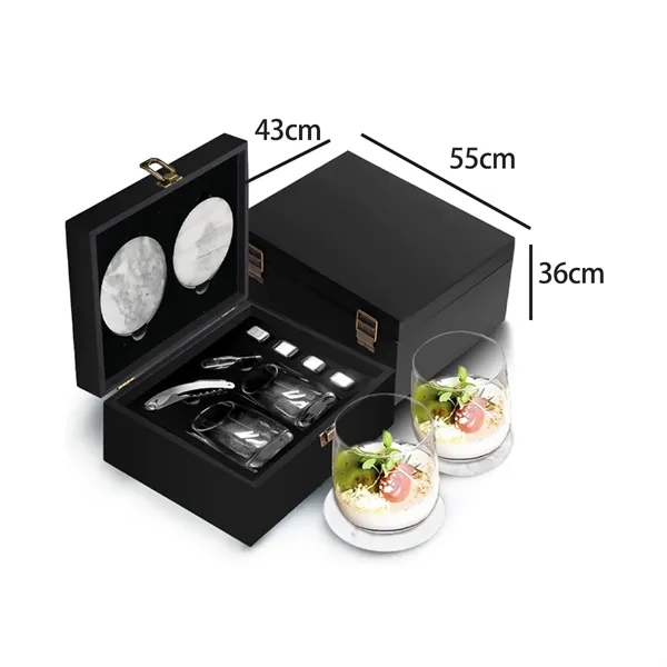 Whiskey Chilling Stone Gift Set w/ Glasses & Marble Coasters - Whiskey Chilling Stone Gift Set w/ Glasses & Marble Coasters - Image 1 of 4