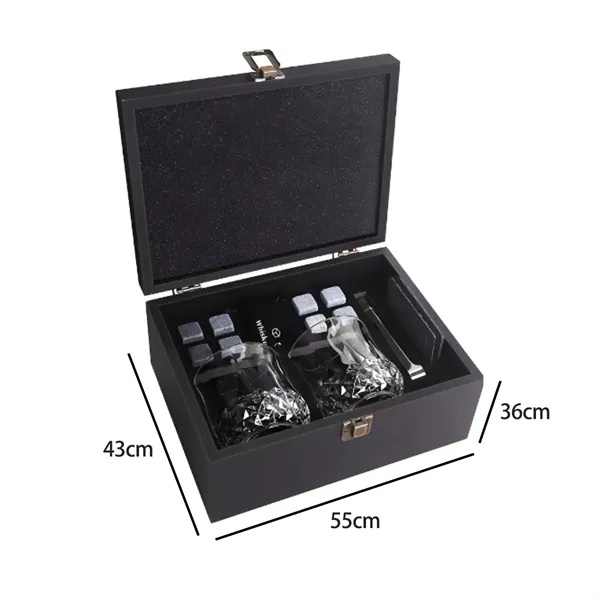 Whiskey Chilling Stone Gift Set w/ Glasses & Felt Coasters - Whiskey Chilling Stone Gift Set w/ Glasses & Felt Coasters - Image 1 of 4