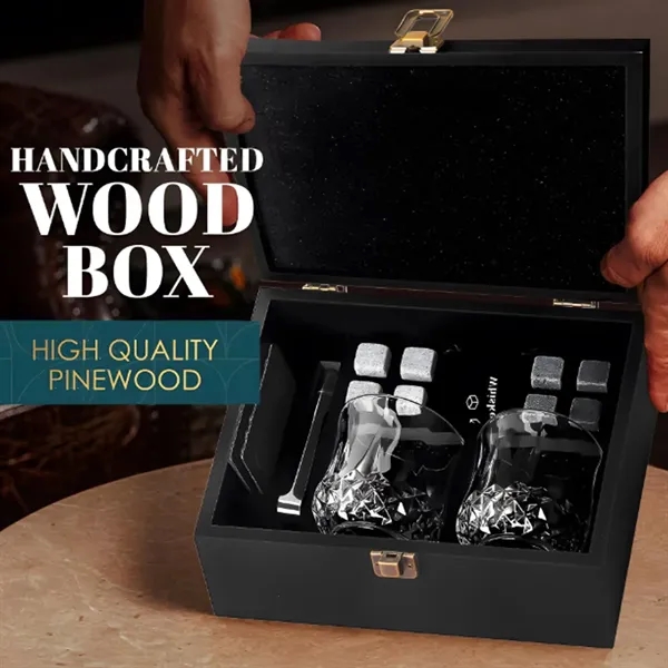 Whiskey Chilling Stone Gift Set w/ Glasses & Felt Coasters - Whiskey Chilling Stone Gift Set w/ Glasses & Felt Coasters - Image 4 of 4