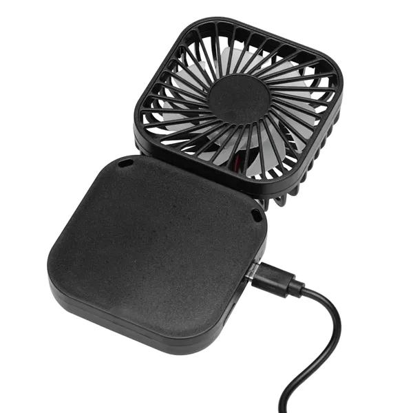 Handheld Rechargeable Folding Mini USB Fan w/Lanyard - Handheld Rechargeable Folding Mini USB Fan w/Lanyard - Image 1 of 7