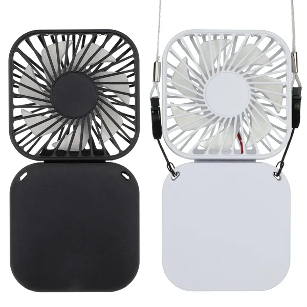Handheld Rechargeable Folding Mini USB Fan w/Lanyard - Handheld Rechargeable Folding Mini USB Fan w/Lanyard - Image 4 of 7