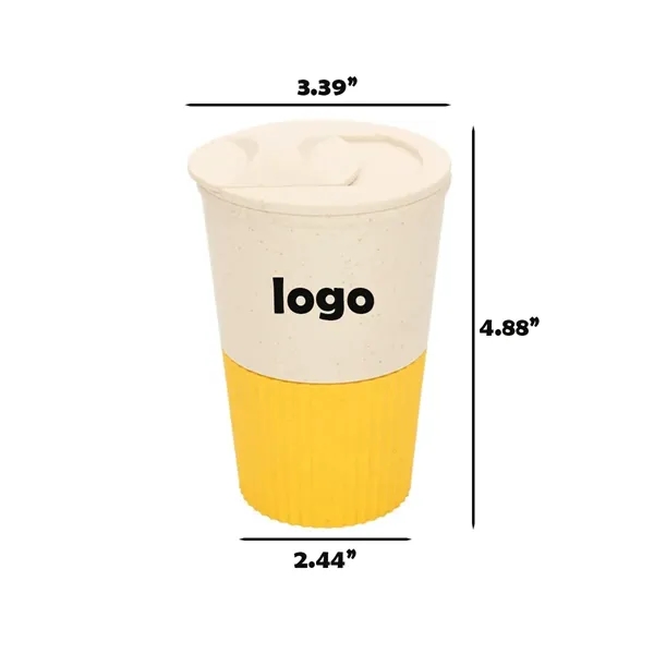 Eco-Friendly Wheat Straw Coffee Cup With Slide-Open Lid - Eco-Friendly Wheat Straw Coffee Cup With Slide-Open Lid - Image 0 of 2