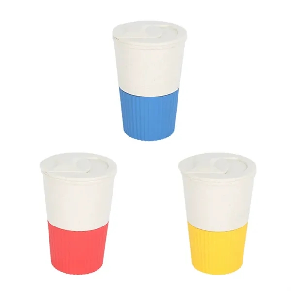 Eco-Friendly Wheat Straw Coffee Cup With Slide-Open Lid - Eco-Friendly Wheat Straw Coffee Cup With Slide-Open Lid - Image 1 of 2