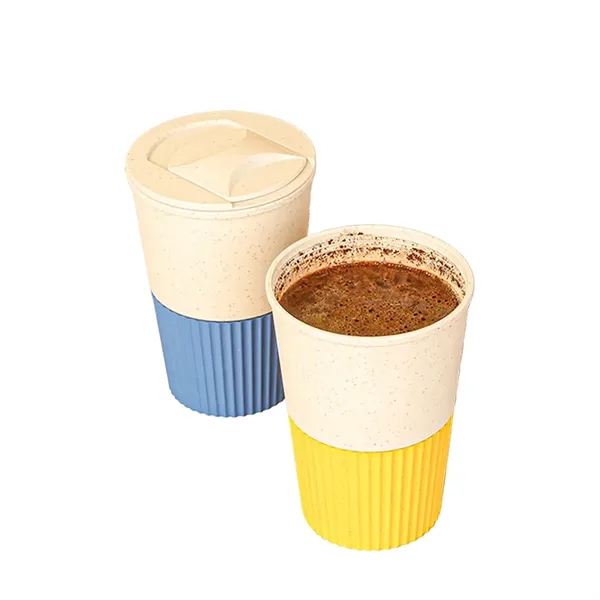 Eco-Friendly Wheat Straw Coffee Cup With Slide-Open Lid - Eco-Friendly Wheat Straw Coffee Cup With Slide-Open Lid - Image 2 of 2