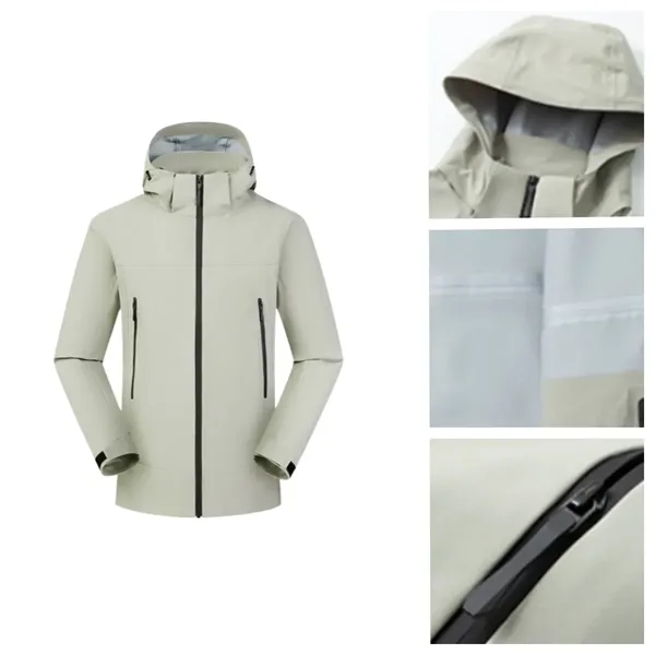 Unisex Waterproof Hooded Jacket Full Zip Coat - Unisex Waterproof Hooded Jacket Full Zip Coat - Image 1 of 6
