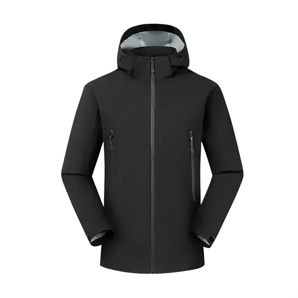 Unisex Waterproof Hooded Jacket Full Zip Coat - Unisex Waterproof Hooded Jacket Full Zip Coat - Image 2 of 6