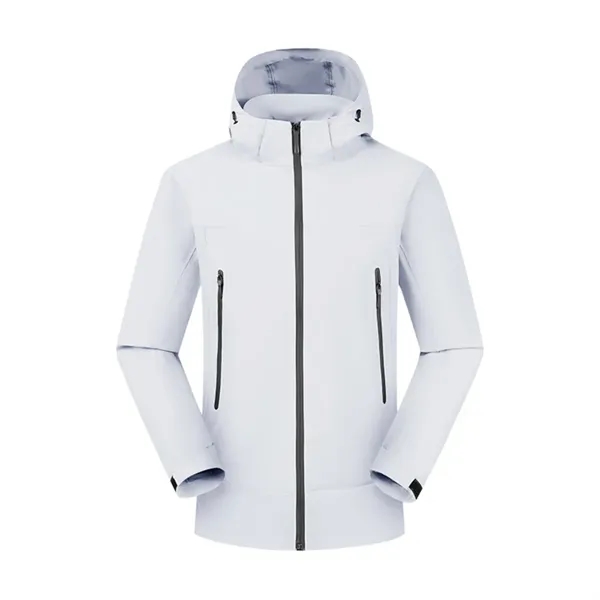 Unisex Waterproof Hooded Jacket Full Zip Coat - Unisex Waterproof Hooded Jacket Full Zip Coat - Image 3 of 6