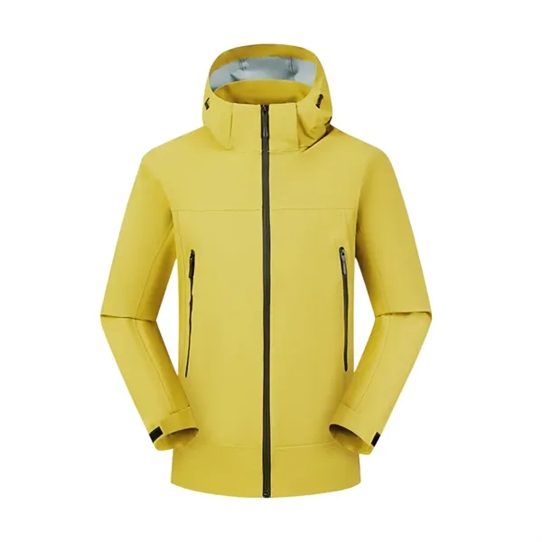 Unisex Waterproof Hooded Jacket Full Zip Coat - Unisex Waterproof Hooded Jacket Full Zip Coat - Image 4 of 6