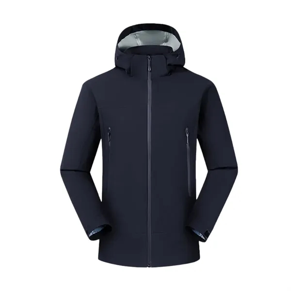 Unisex Waterproof Hooded Jacket Full Zip Coat - Unisex Waterproof Hooded Jacket Full Zip Coat - Image 5 of 6