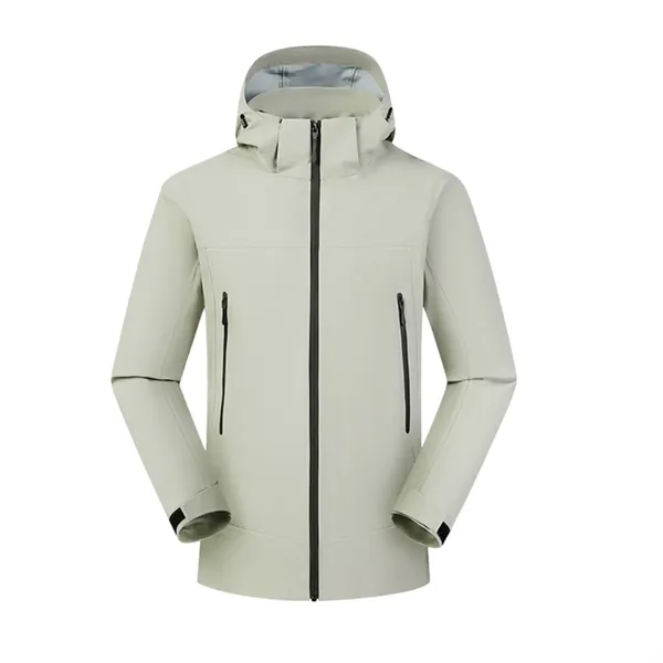 Unisex Waterproof Hooded Jacket Full Zip Coat - Unisex Waterproof Hooded Jacket Full Zip Coat - Image 6 of 6