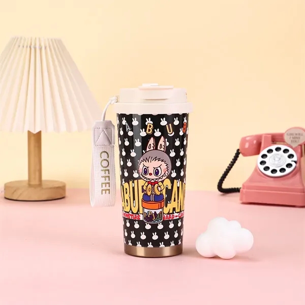 500ml Cute Labubu Travel Coffee Mug with Double Drinking Lid - 500ml Cute Labubu Travel Coffee Mug with Double Drinking Lid - Image 5 of 11