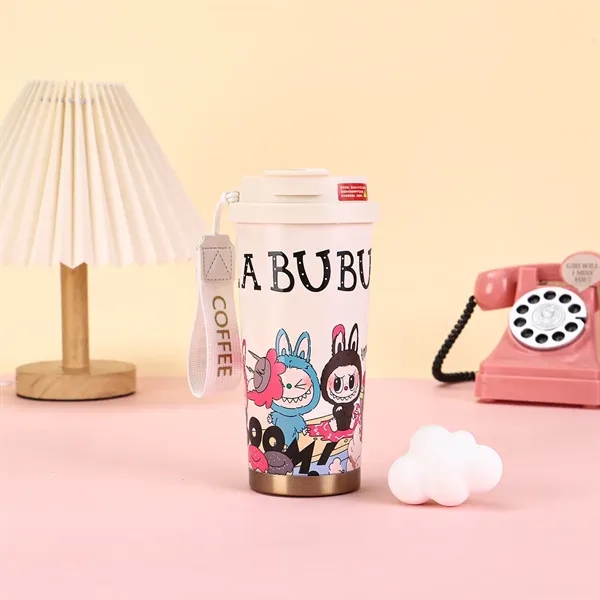 500ml Cute Labubu Travel Coffee Mug with Double Drinking Lid - 500ml Cute Labubu Travel Coffee Mug with Double Drinking Lid - Image 6 of 11