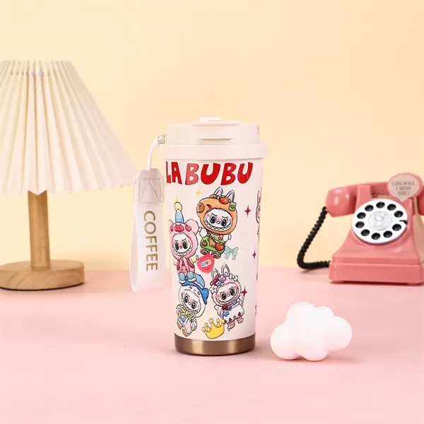500ml Cute Labubu Travel Coffee Mug with Double Drinking Lid - 500ml Cute Labubu Travel Coffee Mug with Double Drinking Lid - Image 8 of 11