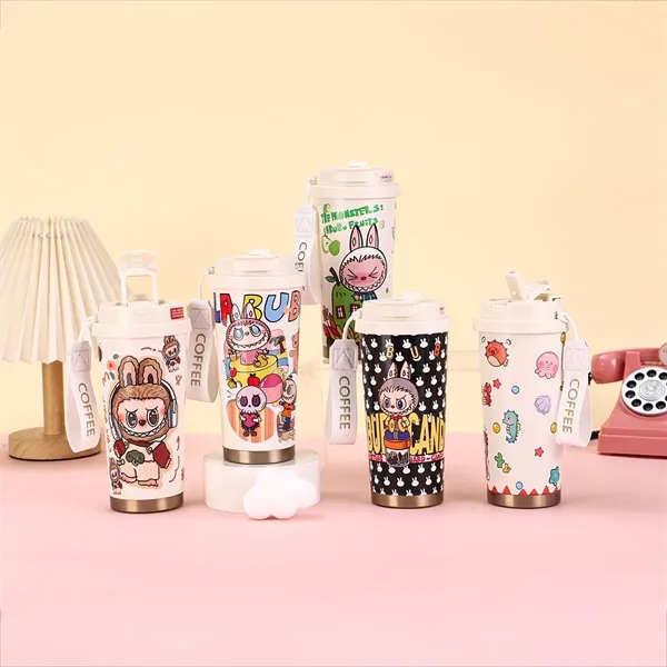 500ml Cute Labubu Travel Coffee Mug with Double Drinking Lid - 500ml Cute Labubu Travel Coffee Mug with Double Drinking Lid - Image 2 of 11
