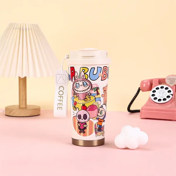 500ml Cute Labubu Travel Coffee Mug with Double Drinking Lid - 500ml Cute Labubu Travel Coffee Mug with Double Drinking Lid - Image 9 of 11