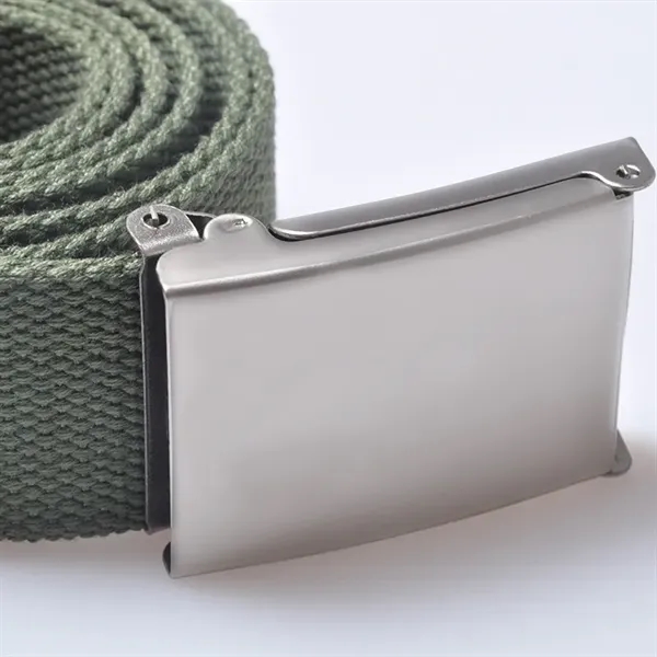 Military Poly-Cotton Canvas Woven Alloy Buckle Belt - Military Poly-Cotton Canvas Woven Alloy Buckle Belt - Image 3 of 5