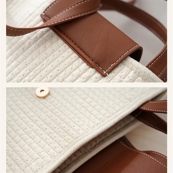 Handwoven Durable Lightweight Tote Bag with Zipper Closure - Handwoven Durable Lightweight Tote Bag with Zipper Closure - Image 2 of 9