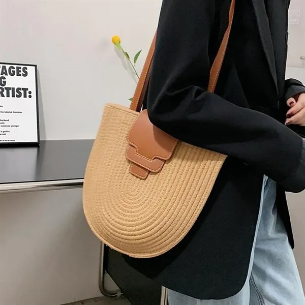 Handwoven Durable Lightweight Tote Bag with Zipper Closure - Handwoven Durable Lightweight Tote Bag with Zipper Closure - Image 5 of 9