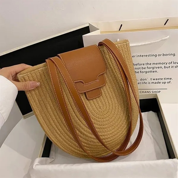 Handwoven Durable Lightweight Tote Bag with Zipper Closure - Handwoven Durable Lightweight Tote Bag with Zipper Closure - Image 6 of 9