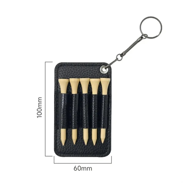 Golf Tee and Divot Tool Keychain Set Faux Leather Holder - Golf Tee and Divot Tool Keychain Set Faux Leather Holder - Image 1 of 3