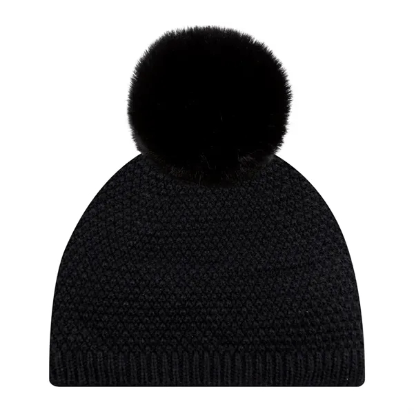 Board Toque w Faux Fur Rabbit PomPom 12cm - Board Toque w Faux Fur Rabbit PomPom 12cm - Image 1 of 7