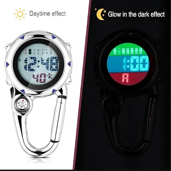 Digital Carabiner Watch with Compass - Digital Carabiner Watch with Compass - Image 3 of 5