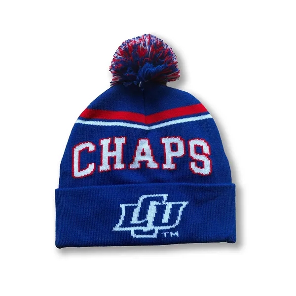 Made in the USA Custom Knit Beanie with Roll Cuff and Pom - Made in the USA Custom Knit Beanie with Roll Cuff and Pom - Image 0 of 1