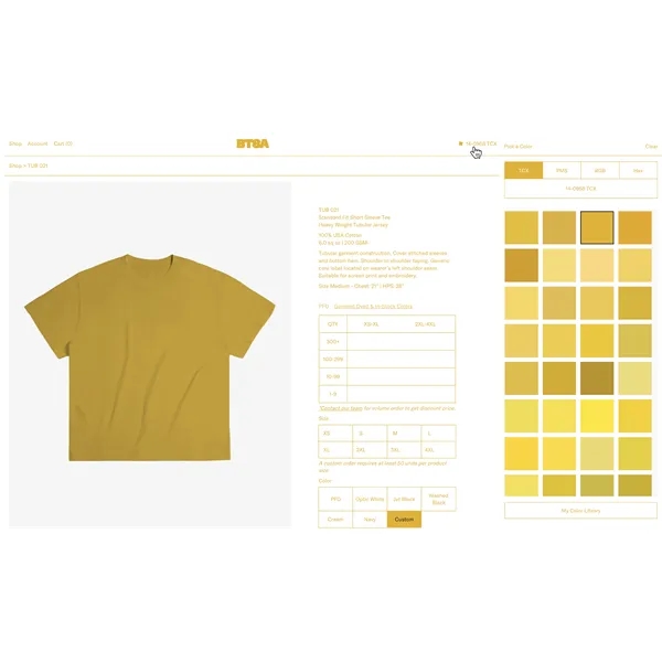 Pantone Custom 6.0 oz Heavy Weight Jersey Short Sleeve Tee - Pantone Custom 6.0 oz Heavy Weight Jersey Short Sleeve Tee - Image 1 of 1