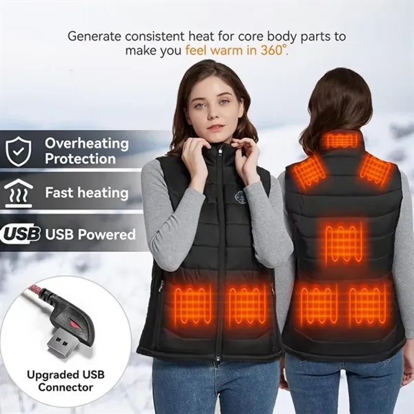 9 Heating Zones Electric Unisex Heated Vest - 9 Heating Zones Electric Unisex Heated Vest - Image 2 of 7