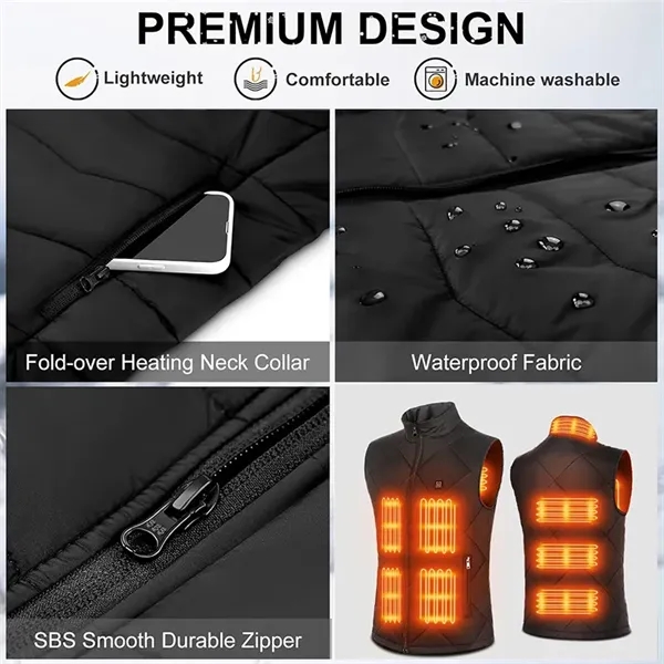 9 Heating Zones Electric Unisex Heated Vest - 9 Heating Zones Electric Unisex Heated Vest - Image 4 of 7