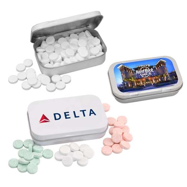 Peppermint Candy Mints in Large Hinged Lozenge Tin Plum Grove