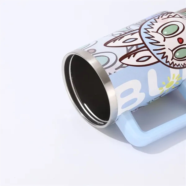 40oz Labubu Pattern Tumbler with Handle and Plastic Straw - 40oz Labubu Pattern Tumbler with Handle and Plastic Straw - Image 11 of 12