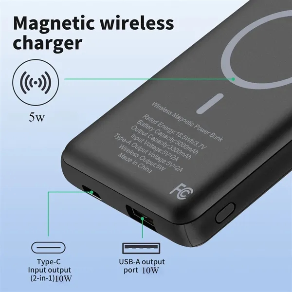 PowerPort 5000mAh Magnetic Power Bank with Wireless Charging - PowerPort 5000mAh Magnetic Power Bank with Wireless Charging - Image 12 of 13